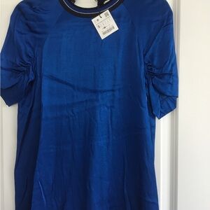 Zara Silky Royal Blue Short Sleeve Shirt